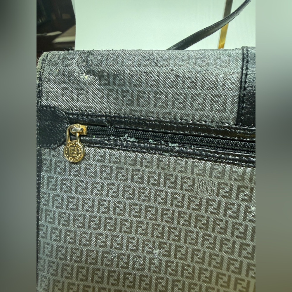 Fendi Vintage Zucca Crossbody Bag Black FF Logo Shoulder Bag Italy READ - Picture 9 of 16